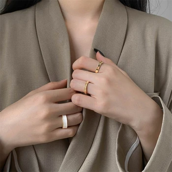 ORZTOON Moda Lüks Açık Ayarlanabilir Parmak Yüzük Kadınlar İçin Basit Kişilik 3 adet Yüzük Düğün Hediyesi Moda kadın mücevheratı 4