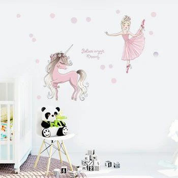 Bale Prenses Küçük midilli duvar çıkartmaları Çocuk Odası İçin duvar Peri masalı Karikatür çıkartmaları DIY Dekor kız Odası Dekorasyon hediye