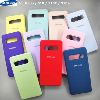 Samsung S10 + S10E S10 Kapak Sıvı Silikon Ofis Orijinal Stil Kılıf Arka Kabuk Kapak İçin Galaxy S10 Artı Perakende Kutusu ile 0