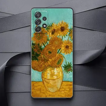 Yağlıboya Telefon Kılıfı İçin Samsung Galaxy A32 A33 A31 A23 A22 A21S A13 A12 A11 A03 A02 5G Kılıfları Kapak Kedi Van Gogh Yıldızlı Gece