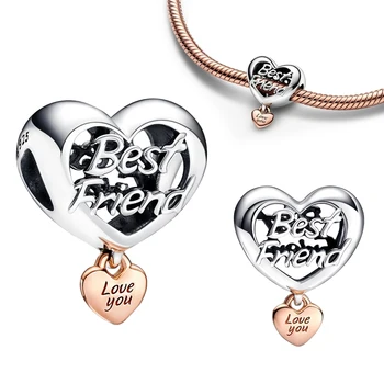Yeni 925 Gümüş Seni Seviyorum En İyi Arkadaşı Kalp göz alıcı boncuk Fit Pandora Orijinal Bilezikler Moda DIY Kadın Takılar Takı Yapımı için