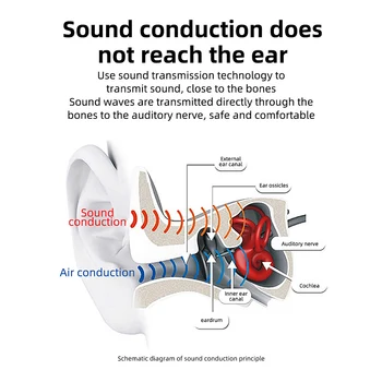 Kemik İletim Kulaklık Bluetooth uyumlu Açık kulak Kulaklık Bisiklet Spor Çağrı mikrofonlu kulaklık Siyah
