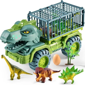 Çocuklar Tyrannosaurus oyuncak arabalar Dinozorlar Taşıma Araba Taşıyıcı Kamyon Oyuncak Geri Çekin Araç Oyuncaklar Boys İçin Noel Hediyesi 1