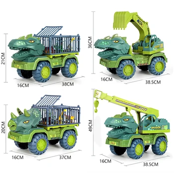 Çocuklar Tyrannosaurus oyuncak arabalar Dinozorlar Taşıma Araba Taşıyıcı Kamyon Oyuncak Geri Çekin Araç Oyuncaklar Boys İçin Noel Hediyesi 4
