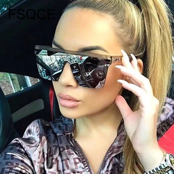 Büyük boy düz üst güneş kadınlar lüks 2019 benzersiz erkek güneş gözlüğü marka tasarımcısı kalkan güneş gözlüğü büyük kare tonları