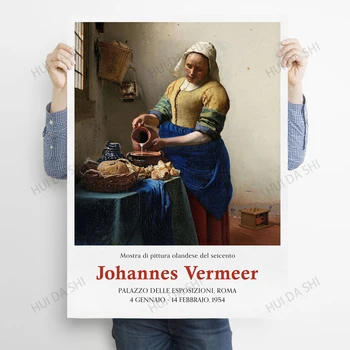 Johannes Vermeer Poster, Sütçü Baskı, De Melkmeid, Sergi Roma, Roma İtalya, İtalyan Sergi, Klasik Resim 2