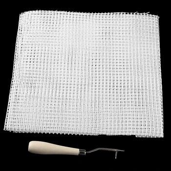 Mandalı Kanca Kitleri Plastik Kanca file kumaş Çanta Halı İplik Kanca Zanaat Malzemeleri DIY El Sanatları Mandalı Kanca Aksesuarları 50x100cm 4