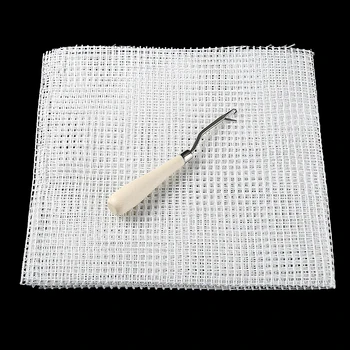 Mandalı Kanca Kitleri Plastik Kanca file kumaş Çanta Halı İplik Kanca Zanaat Malzemeleri DIY El Sanatları Mandalı Kanca Aksesuarları 50x100cm 5