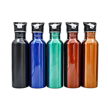 750 ML Resuable ÇEVRE dostu BPA ücretsiz paslanmaz çelik Metal su şişeleri tek duvar seyahat spor salonu içecek su ısıtıcısı 0