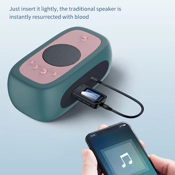 2 in 1 Bluetooth 5.0 verici alıcı ile lcd ekran Hi-Fi Ses 3.5 mm Aux Jack Kablosuz Adaptörü için TV Araç Kiti