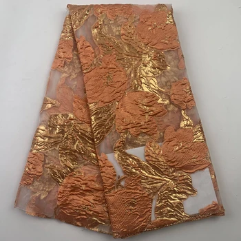 Afrika Organze Jakarlı Brokar Kumaş Püskül Saçak Metalik Elbise Fransız Dantel Kumaş Çiçek Desen Tül Dantel 0004