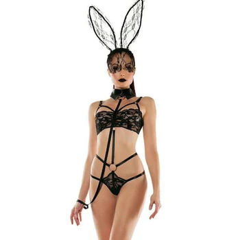 Seksi Tavşan Kostüm Artı Boyutu Cosplay Seksi See-Through Tek Parça Tavşan Kostüm Seksi İç Çamaşırı 0