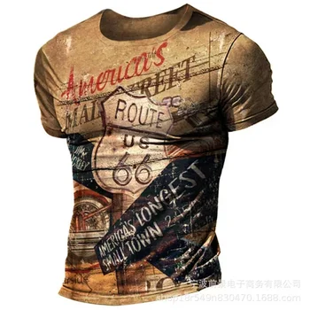 2022 Vintage 3d Mektup Baskı erkek T Shirt Yaz Pamuk Sokak Tarzı O Boyun T Gömlek Üst Kısa Kollu Moda Amerikan Giyim