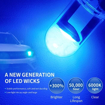 50 adet Yeni W5W Led T10 araba ışık COB 1 LED cam 6000K Beyaz Oto Otomobiller plaka lambası Dome okuma DRL ampul tarzı 12V
