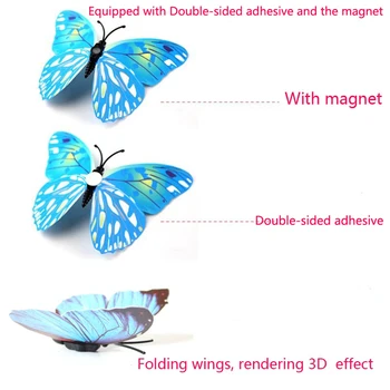 12 Adet 3D Çift Katmanlı Kelebek duvar çıkartmaları Düğün Dekor İçin Kelebekler Buzdolabı Mıknatısı Çıkartmaları Ev Odası Dekorasyon Çocuklar Hediye