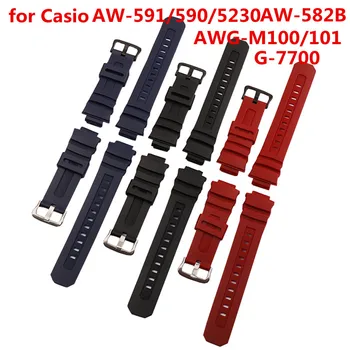 Izle aksesuarları için uygun Casio kayış AW-591/590/5230 / 282B AWG-M100 / 101G-7700/7710 erkek saati kayış