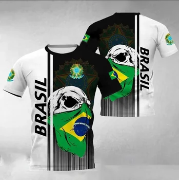 Vintage Brezilya Bayrağı erkek T-Shirt 3D Baskılı Jersey Brezilyalı Seçim Gömlek Yaz Büyük Boy Camo Gazileri Kısa Kollu Üstleri