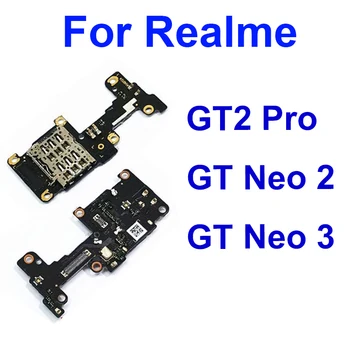 Orijinal Mikrofon İle SIM Kart Tepsi Kurulu Realme İçin GT Neo 2 3 GT2 Pro MİC SIM kart okuyucu Konektörü Kurulu Yedek Parçalar
