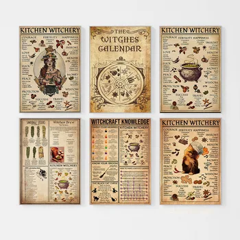 Mutfak Büyücülük Komik Posterler ve Baskılar Dekorasyon Tuval Duvar Resimleri Cadılar Sihirli Bilgi Sanat Boyama Hediyeler Ev Dekorasyonu