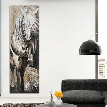 At Yağlıboya Tuval Duvar Sanatı Posterler ve Baskılar Büyük Boy Hayvanlar Cuadros Resimleri ıçin Oturma Odası Dekor 4 Paneller