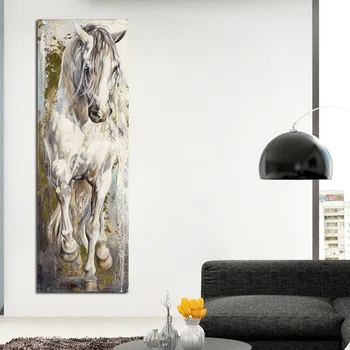 At Yağlıboya Tuval Duvar Sanatı Posterler ve Baskılar Büyük Boy Hayvanlar Cuadros Resimleri ıçin Oturma Odası Dekor 4 Paneller 1