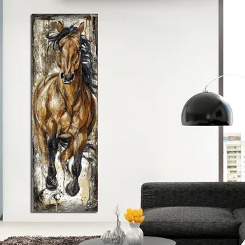 At Yağlıboya Tuval Duvar Sanatı Posterler ve Baskılar Büyük Boy Hayvanlar Cuadros Resimleri ıçin Oturma Odası Dekor 4 Paneller 2