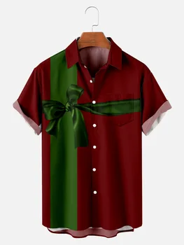 Yeni Noel Gömlek Artı Boyutu Noel Baba 3D Baskı Poacket gömlek Erkekler için Vintage Y2K Giysileri Streetwear
