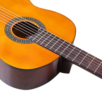 Turuncu Klasik Gitar 39 İnç Parlak 6 Dize Klasik Gitar EQ Tuner Fonksiyonu İle Tam Boy Tasarım Ücretsiz Konser Gag
