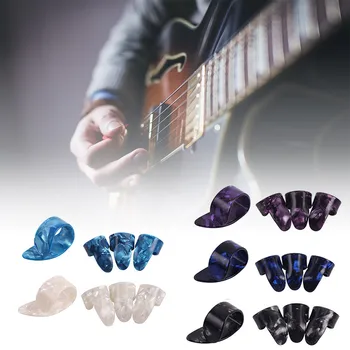 4 adet Gitar Plectrums Kılıf Başparmak Parmak Seçtikleri Akustik Elektrik Bas Gitar Seçtikleri Pickup Fingerstyle Başparmak Plectrums 4