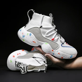 RUMDAX Açık Çift Yüksek Top Ayakkabı Örgü Dantel-Up Rahat spor ayakkabı Nefes koşu ayakkabıları Erkekler basketbol ayakkabıları 0