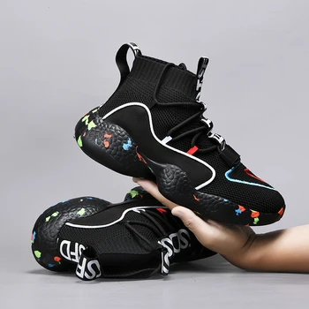 RUMDAX Açık Çift Yüksek Top Ayakkabı Örgü Dantel-Up Rahat spor ayakkabı Nefes koşu ayakkabıları Erkekler basketbol ayakkabıları 1