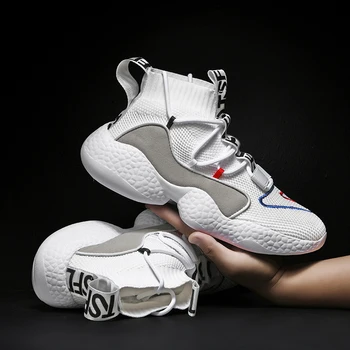 RUMDAX Açık Çift Yüksek Top Ayakkabı Örgü Dantel-Up Rahat spor ayakkabı Nefes koşu ayakkabıları Erkekler basketbol ayakkabıları 2