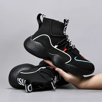 RUMDAX Açık Çift Yüksek Top Ayakkabı Örgü Dantel-Up Rahat spor ayakkabı Nefes koşu ayakkabıları Erkekler basketbol ayakkabıları 5