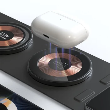 Bonola Şeffaf 3 in 1 Seyahat Taşınabilir Kablosuz Şarj Apple Ürünü için / Airpods Katlanabilir Kablosuz Şarj iPhone 12 13 3