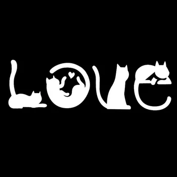 Kediler Büyü AŞK Moda Yaratıcı Karikatür Araba Sticker Cam Dekoratif Çıkartmaları 15.2 * 4.8 CM