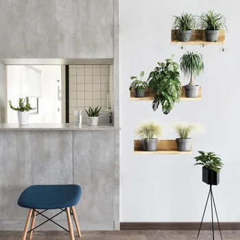 Yeşil Bitkiler Saksı 3D Odası Oturma Odası arka Plan Dekorasyon Duvar Çıkartmaları Duvar Dekorasyonu Vinil