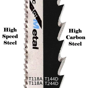 60 ADET T Shank Yapboz Bıçakları Seti Ahşap Plastik Metal Jig Testereler İçerir T118A T144D ve T244D Ahşap Metal Kesme için 3
