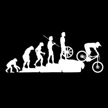 23cm * 10cm Araba Çıkartmaları Komik İnsan Evrimi Dağ Bisikleti Yokuş Aşağı Vinil Çıkartmalar Araba Tampon Gövde Arka Cam Dekoratif Çıkartmaları 0