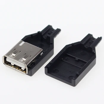 IMC sıcak Yeni (5 adet Erkek+5 adet Kadın) USB 4 Pin Fiş soketli konnektör Siyah Plastik Kapaklı