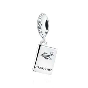 Gelişmiş Doku Pasaport Seyahat Dangle Charm 925 Ayar Gümüş Boncuk Fit Orijinal Pandora Bilezik Kadınlar Takı Hediye 4