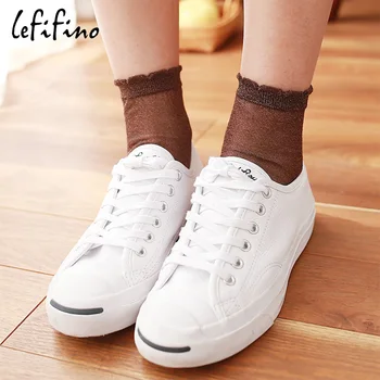 Yaz Şeffaf Kadın Çorap Güzel Glitter Çorap İnce Kristal Cam İpek Şeker Renk Kısa Çorap calcetines mujer Le67344