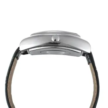 T-WINNER moda basit rahat erkek saati dikdörtgen beyaz kadran gümüş kasa siyah deri kayış otomatik mekanik saat 5