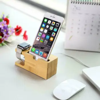 Şarj standı Standı İstasyonu Bambu Taban Şarj Tutucu Apple Watch iWatch İçin iPhone Bambu