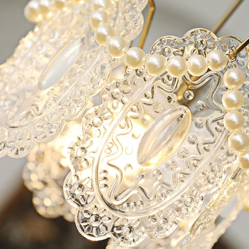 Fransız kolye lamba lüks cam inci abajur asılı ışıklar fikstür yemek odası yatak odası dekorasyon ışıklandırma