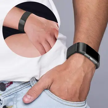 Fitbit Şarj 2 Sapanlar ile uyumlu, paslanmaz Çelik Metal Manyetik Toka Örgü Döngü Bilezik Bantları