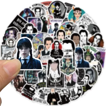 50 Adet Popüler TV Serisi Çarşamba Addams Çıkartmalar DIY Dizüstü Bagaj Kaykay Graffiti Çıkartmaları Sticker 2023