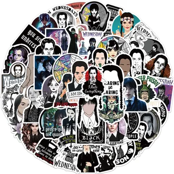 50 Adet Popüler TV Serisi Çarşamba Addams Çıkartmalar DIY Dizüstü Bagaj Kaykay Graffiti Çıkartmaları Sticker 2023 1