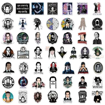 50 Adet Popüler TV Serisi Çarşamba Addams Çıkartmalar DIY Dizüstü Bagaj Kaykay Graffiti Çıkartmaları Sticker 2023 2