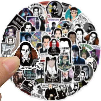 50 Adet Popüler TV Serisi Çarşamba Addams Çıkartmalar DIY Dizüstü Bagaj Kaykay Graffiti Çıkartmaları Sticker 2023 4