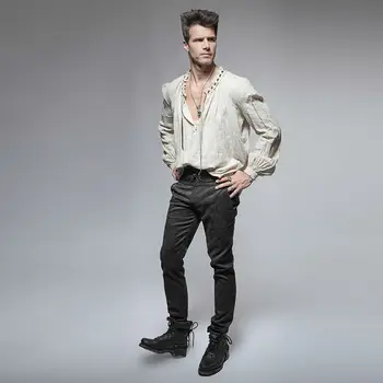 PUNKRAVE Erkek Pantolon Gotik Moda Retro Günlük Tavuskuşu Düğmesi Rahat Yüksek Bel Slim-Fit Resmi Mahkeme Pantolon Düğün Pantolon 0